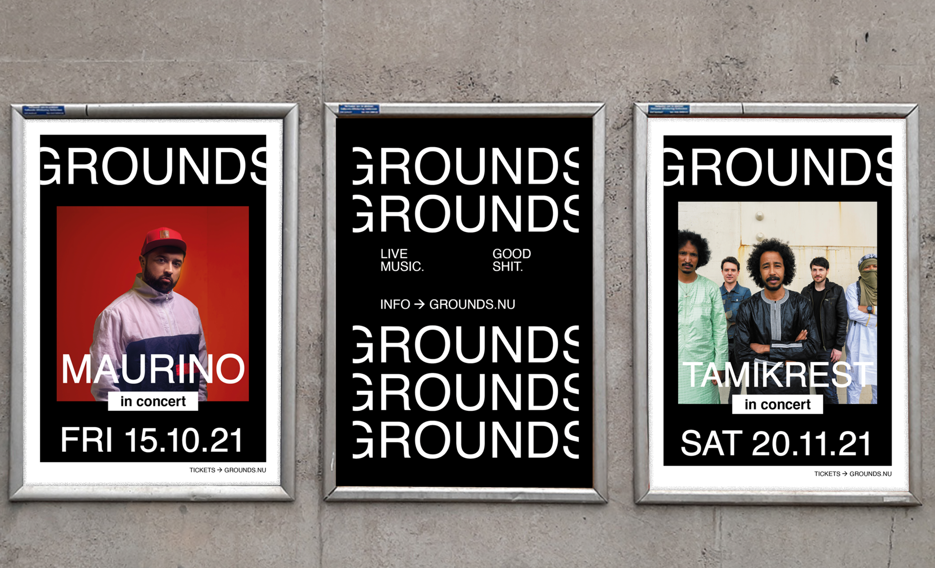 Grounds music venue posters visual identity Studio Auke